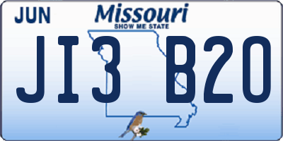 MO license plate JI3B2O