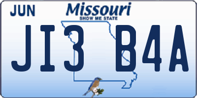 MO license plate JI3B4A