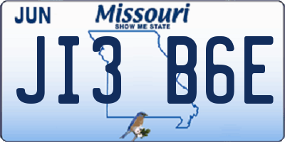 MO license plate JI3B6E