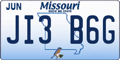 MO license plate JI3B6G