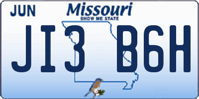 MO license plate JI3B6H