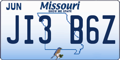 MO license plate JI3B6Z