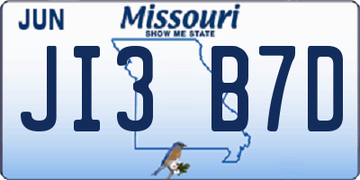 MO license plate JI3B7D