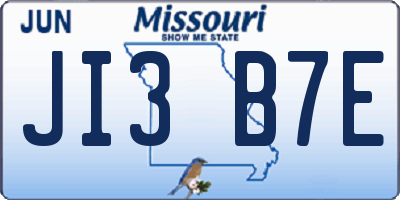 MO license plate JI3B7E