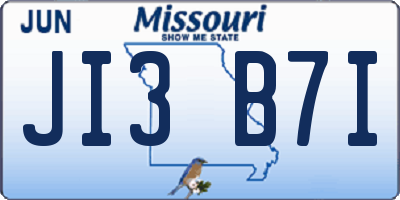 MO license plate JI3B7I