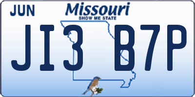 MO license plate JI3B7P