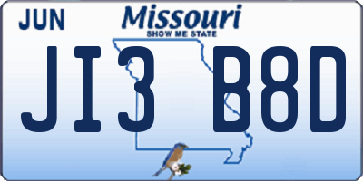 MO license plate JI3B8D