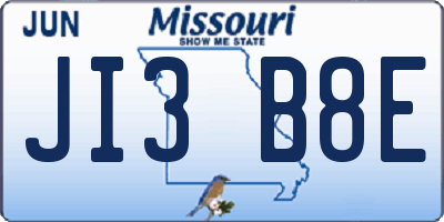MO license plate JI3B8E