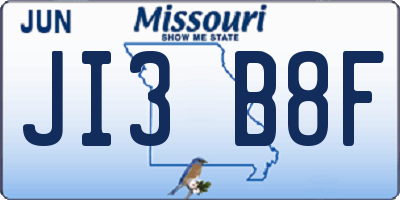 MO license plate JI3B8F