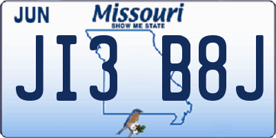 MO license plate JI3B8J
