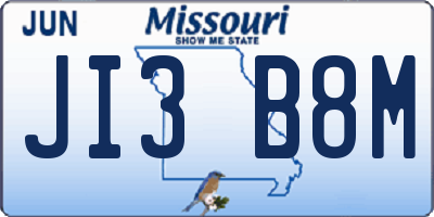 MO license plate JI3B8M