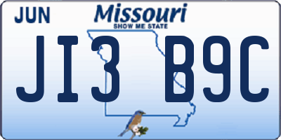 MO license plate JI3B9C