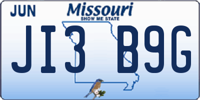 MO license plate JI3B9G