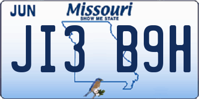 MO license plate JI3B9H