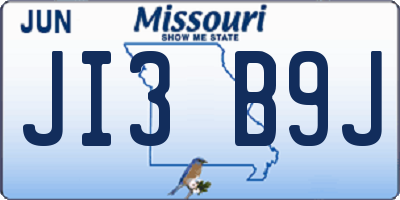 MO license plate JI3B9J