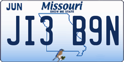 MO license plate JI3B9N
