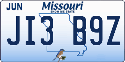 MO license plate JI3B9Z