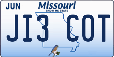MO license plate JI3C0T