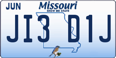 MO license plate JI3D1J
