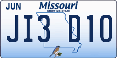 MO license plate JI3D1O