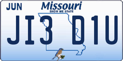 MO license plate JI3D1U