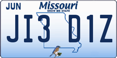 MO license plate JI3D1Z