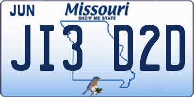 MO license plate JI3D2D