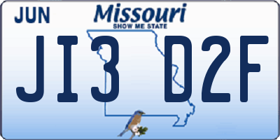 MO license plate JI3D2F