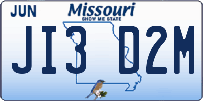 MO license plate JI3D2M