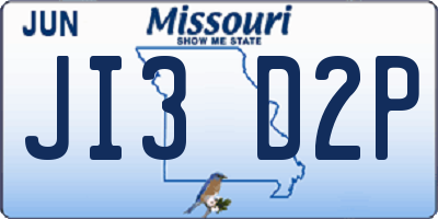 MO license plate JI3D2P