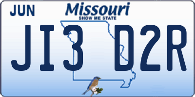 MO license plate JI3D2R