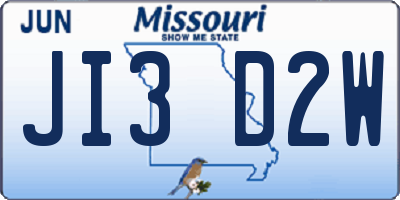 MO license plate JI3D2W