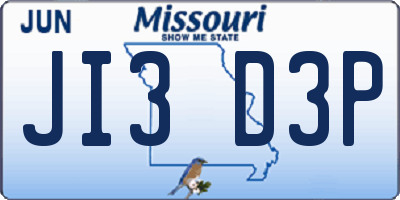 MO license plate JI3D3P