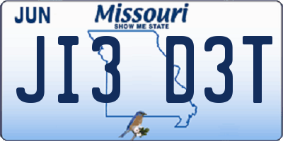 MO license plate JI3D3T