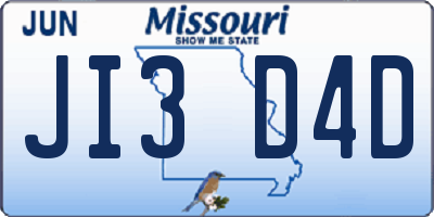 MO license plate JI3D4D