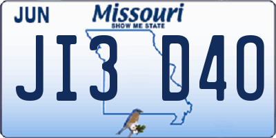 MO license plate JI3D4O