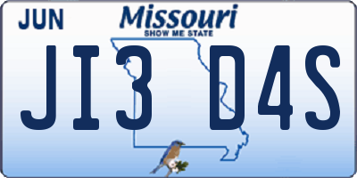 MO license plate JI3D4S