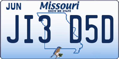 MO license plate JI3D5D