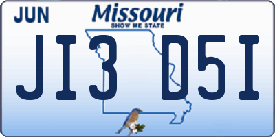 MO license plate JI3D5I
