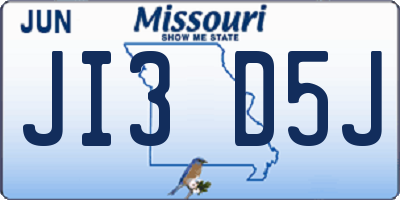 MO license plate JI3D5J