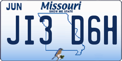 MO license plate JI3D6H
