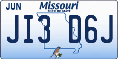MO license plate JI3D6J
