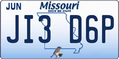 MO license plate JI3D6P