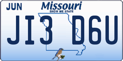 MO license plate JI3D6U