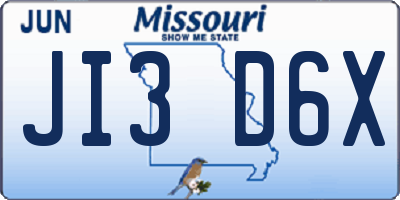MO license plate JI3D6X