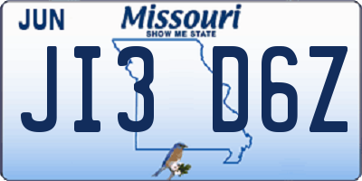 MO license plate JI3D6Z