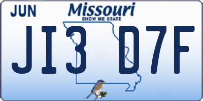 MO license plate JI3D7F