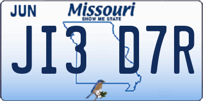 MO license plate JI3D7R