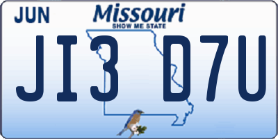 MO license plate JI3D7U