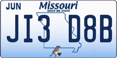MO license plate JI3D8B